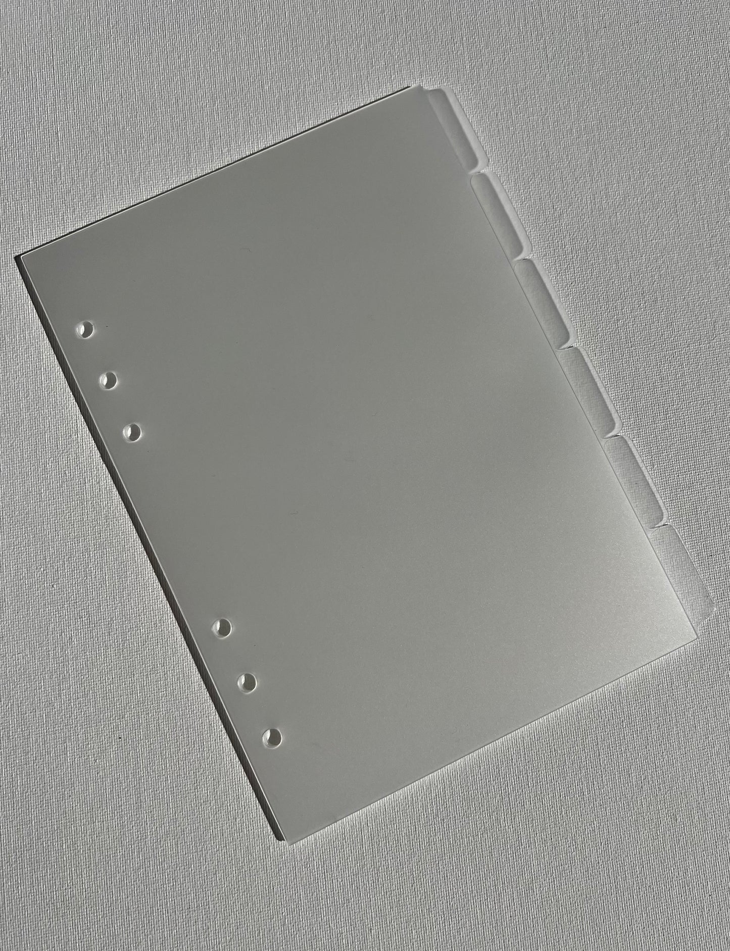 Clear A5 dividers with 6 holes and 6 tabs