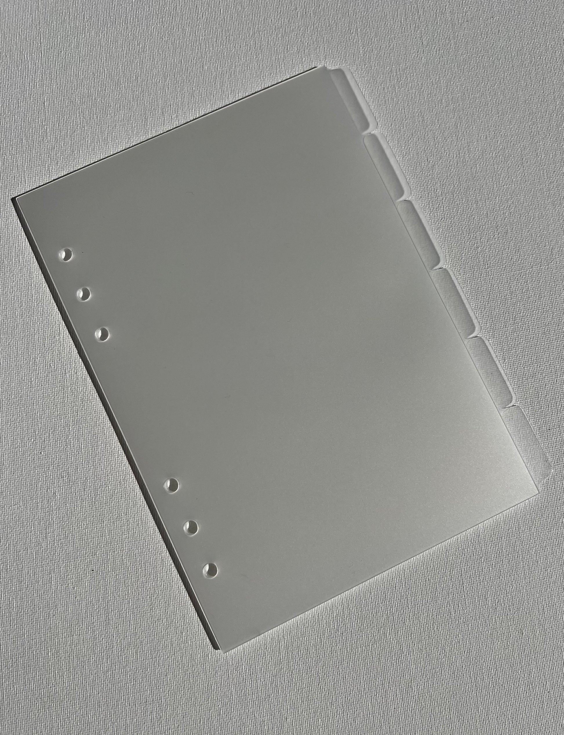 Clear A5 dividers with 6 holes and 6 tabs